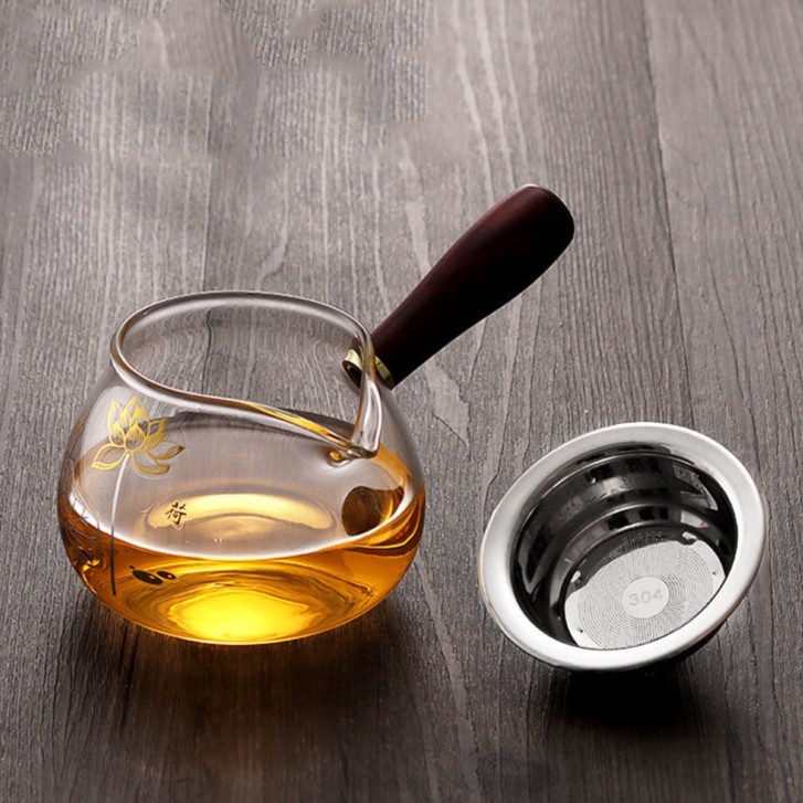 木把透明玻璃公道杯分茶杯茶海茶壶加厚耐热侧把壶分茶器茶漏可选