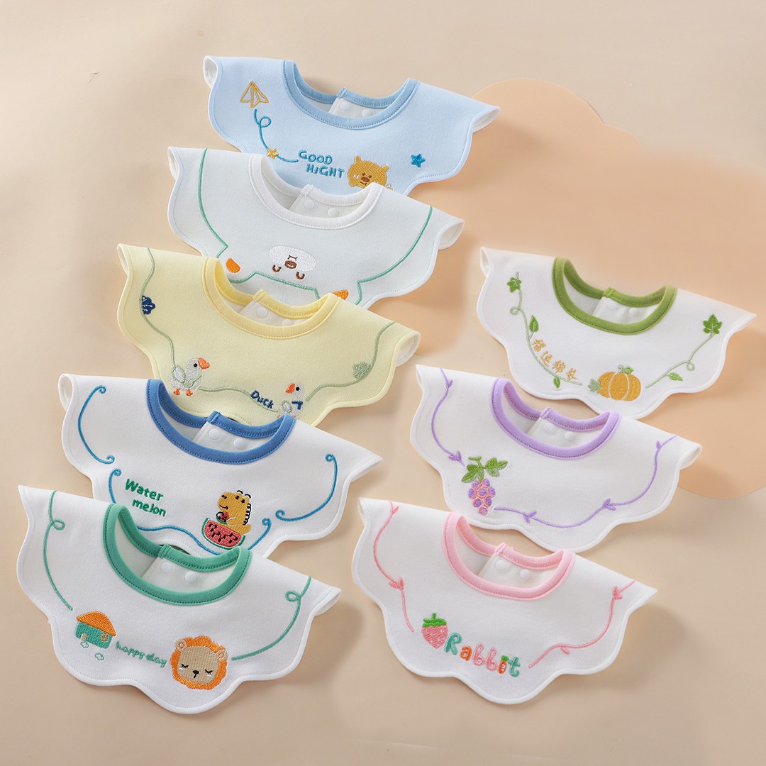 7A抑菌防水四季婴儿口水巾棉质围嘴防吐奶围兜男宝女宝旋转围脖