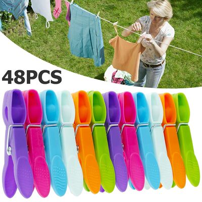 48Pcs Clothes Pegs for Washing Line Strong Grip Washing Pegs