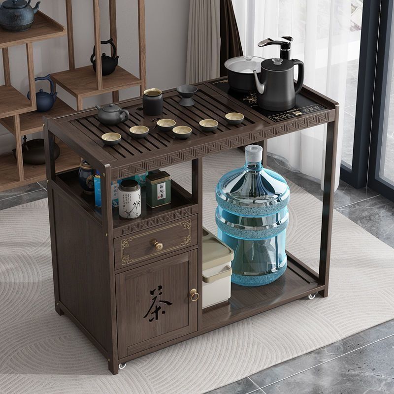 移动小茶桌家用茶台实木茶车烧水壶一体茶水柜带轮茶边几功夫茶盘