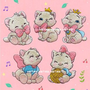 衣服logo遮挡贴卡通萌版玛丽猫刺绣贴补丁贴羽绒服破洞修补贴