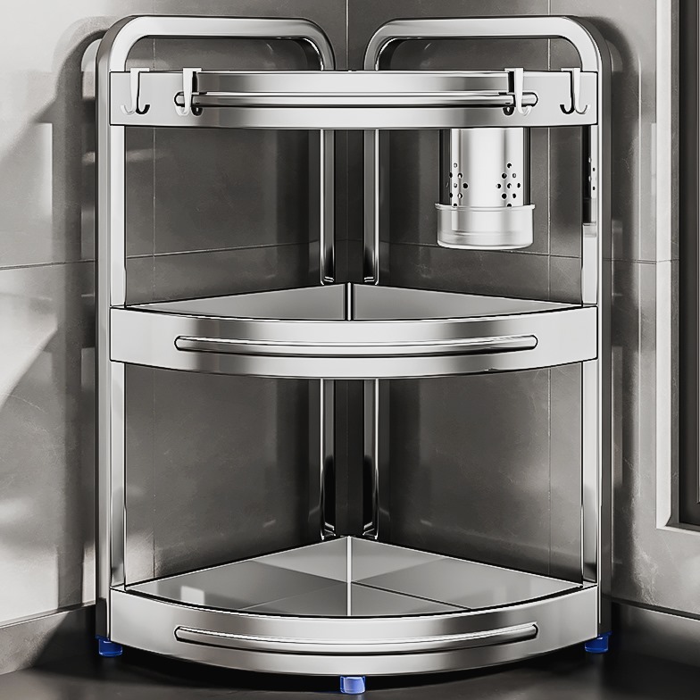 落地不锈钢厨房调味品调料置物架台面三角转角多功能墙角落收纳架