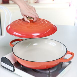 海鲜锅30cm铸铁锅珐琅锅商家餐厅焖焗锅摆盘汤锅耐高温锅具家用