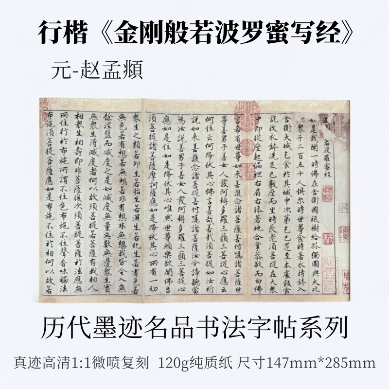 赵孟頫金刚般若波罗蜜写经行楷书法练字帖高清微喷复制长折经装裱