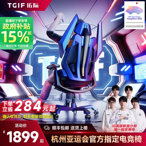 【亚运会&iG战队同款】TGIF T0 电竞人体工学椅游戏椅电竞椅电脑