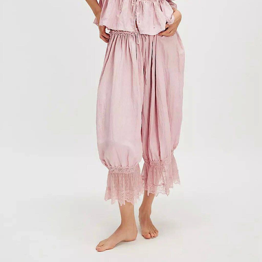 Women's Y2K Loose Fit Cute Bloomers Cropped Pants Drawstring
