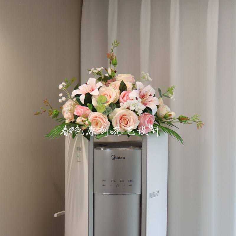 空调上的装饰摆件冰箱上放的装饰花圆柱空调柜机顶部上的仿真摆花