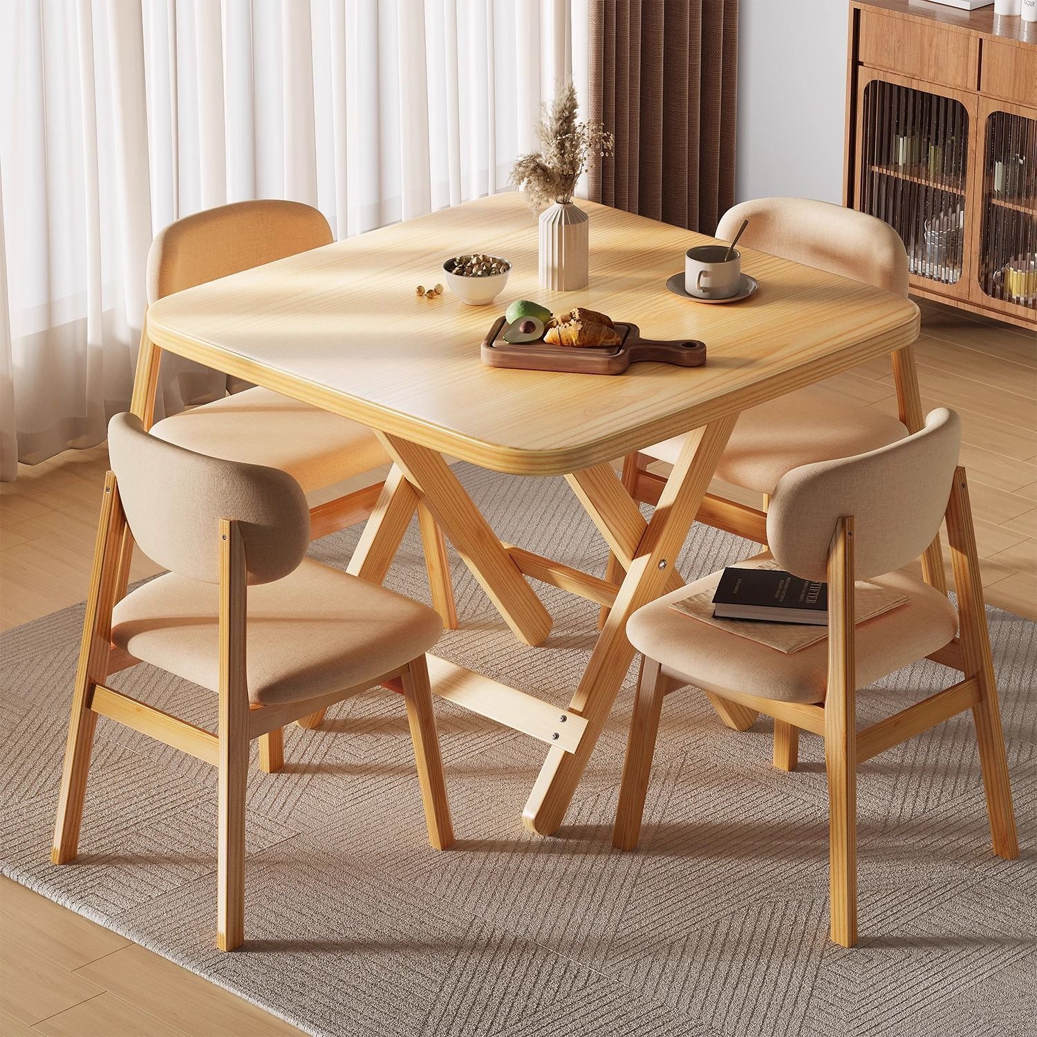 实木可折叠桌家用餐桌简易便携式木桌户外野餐桌正方形摆摊桌子