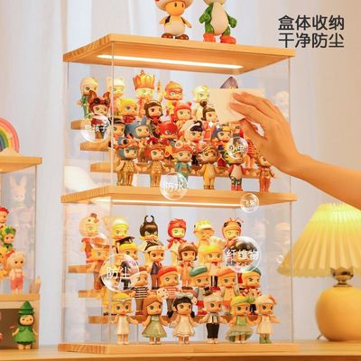 亚克力展示架带灯阶梯展示架收纳摆件防尘公仔收纳盒手办盲盒