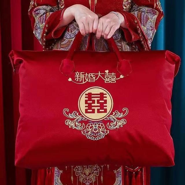 结婚喜被收纳袋陪嫁被子毛毯手提袋红色牛津布包装袋婚庆四件套袋