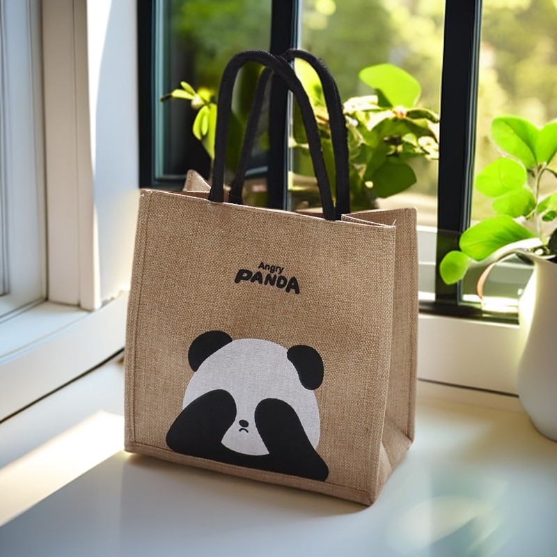 2025新款麻布托特包手提袋女加厚帆布包包简约上班小拎包饭盒包