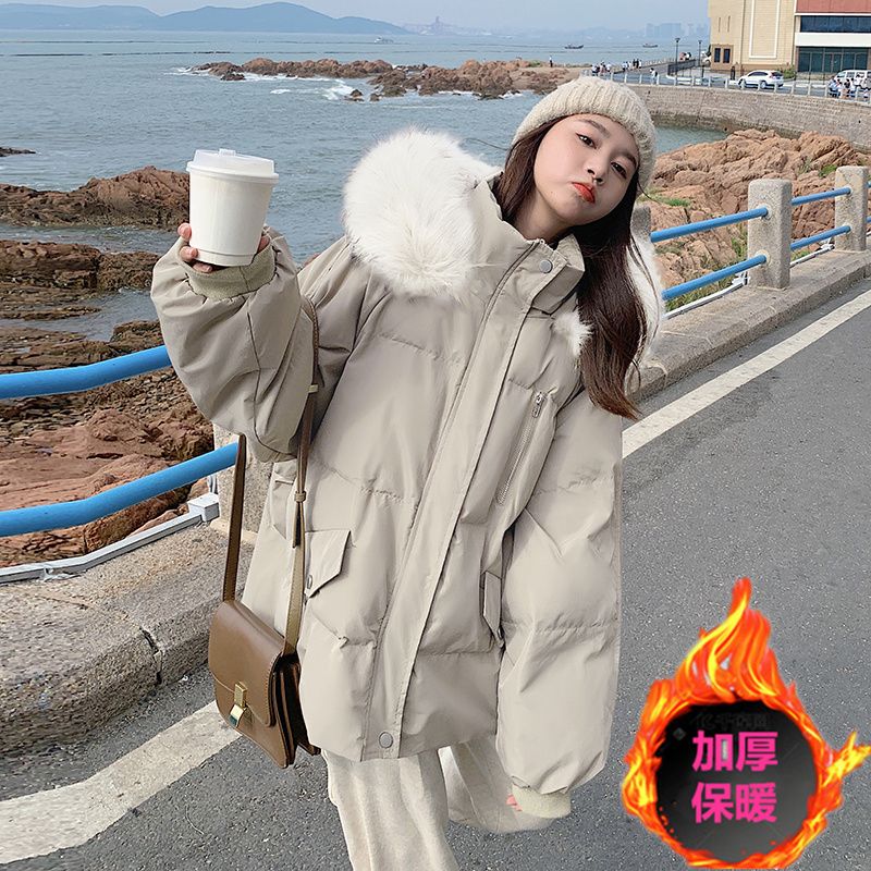 羽绒服女2024年新款冬季韩版宽松大毛领学生加绒加厚短款羽绒服潮