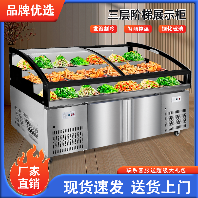 三阶梯餐厅凉菜熟食卤菜商用冷藏冷冻展示柜点菜冰柜保鲜鸭脖冰台