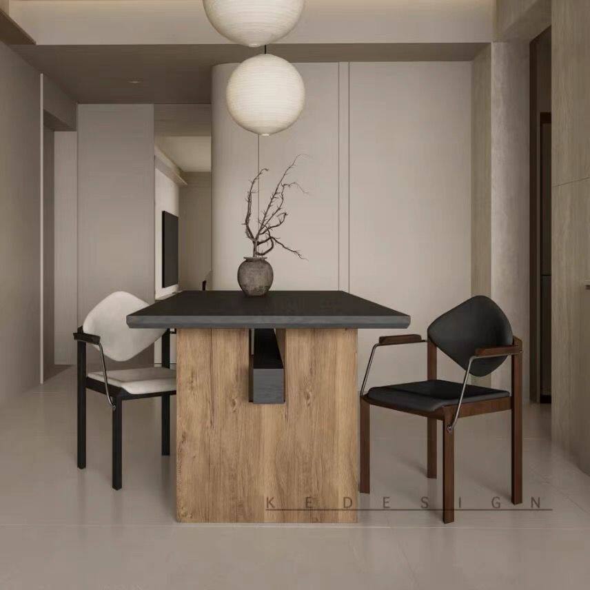 中古实木家用餐桌侘寂风长方形北欧简约桌子设计师民宿工作台饭桌