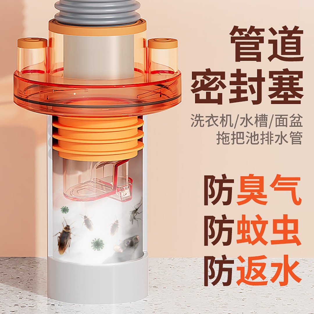 50/75通用下水管道三通防臭碗机净水器过滤器排水管多接头密封塞