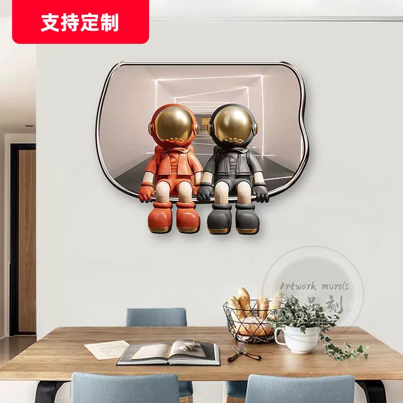 宇航员电表箱装饰画上墙液压上翻现代餐厅挂画开关电闸箱遮挡画