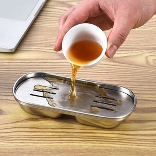 不锈钢小茶盘一壶一杯便携简约沥水盘家用办公工位 工位小茶盘新款