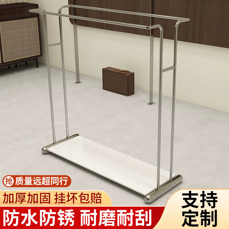 服装展示架不锈钢中岛架落地式双排挂衣架双杠男女童装专用货架