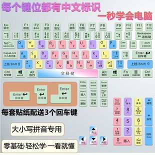 全中文多媒体快捷功能图标翻译贴台式电脑键盘贴纸指法练习按键贴