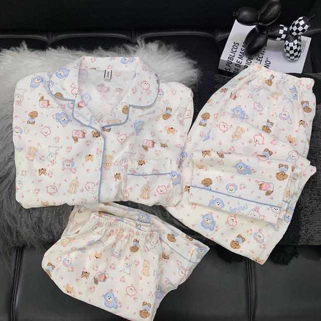 【三件套系列】云朵绵夏季短袖可爱卡通少女家居服套装睡衣