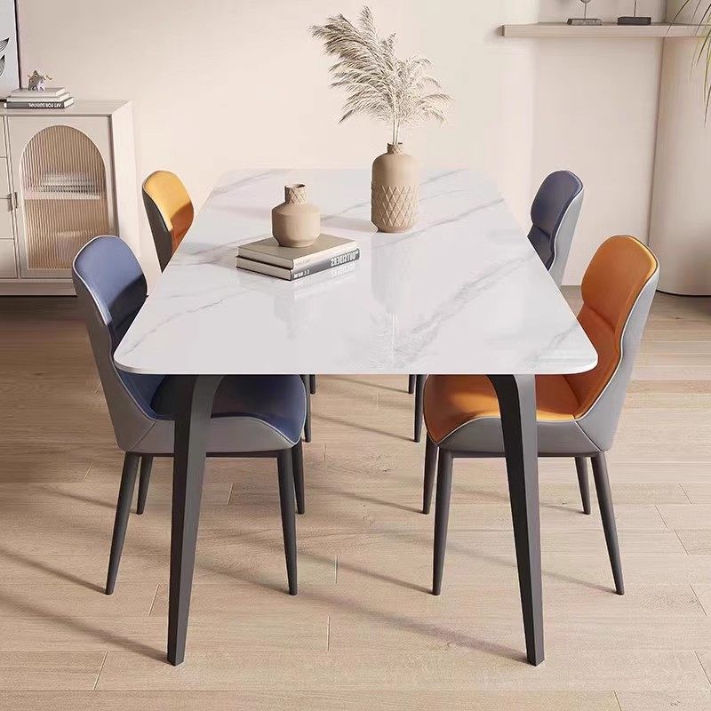 【大象腿带底板】轻奢岩板餐桌椅组合家用长方形现代简约吃饭西餐