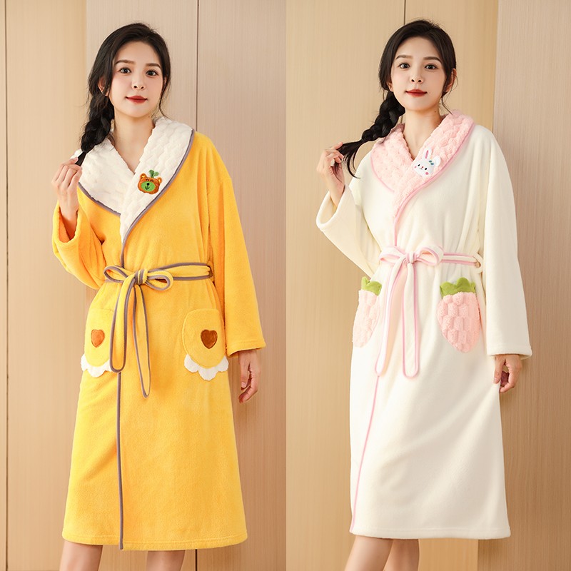【如之纺】可穿式浴巾洗澡家用吸水浴裙家居服珊瑚绒浴袍可爱睡衣