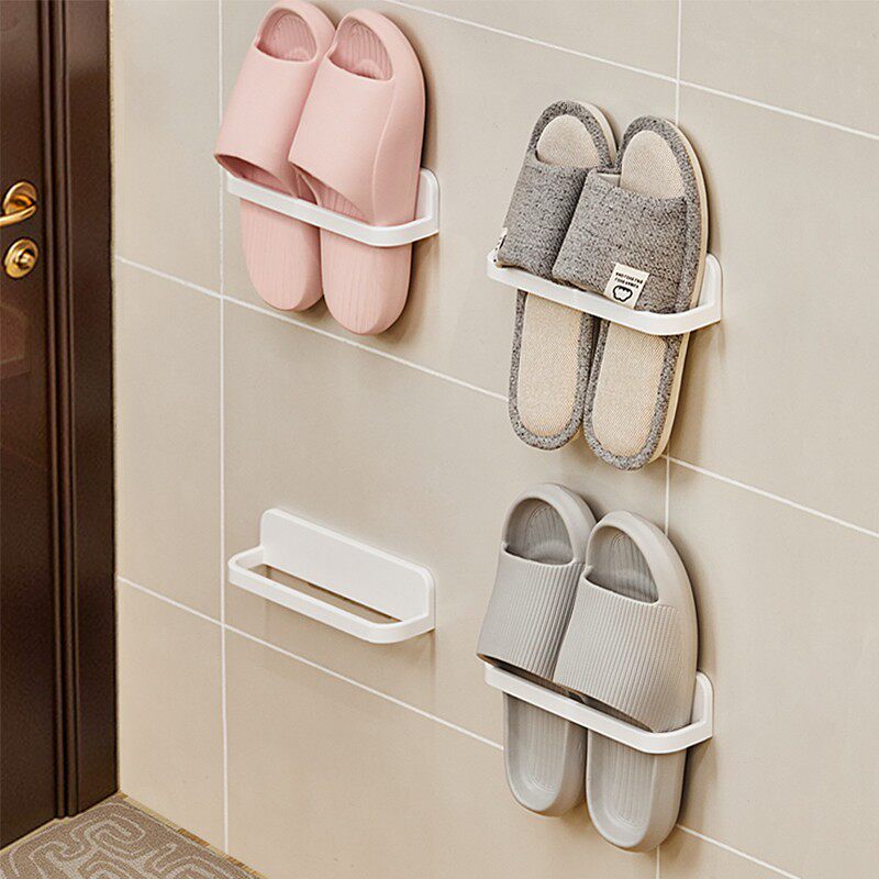 圣西陶浴室拖鞋架壁挂式墙壁厕所鞋子收纳卫生间免打孔鞋架置物架