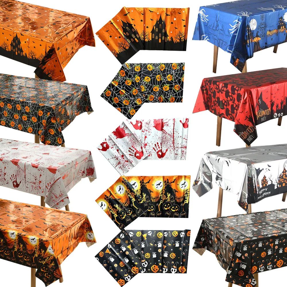 Halloween Disposable Plastic Tablecloth Horror Pumpkin Castl