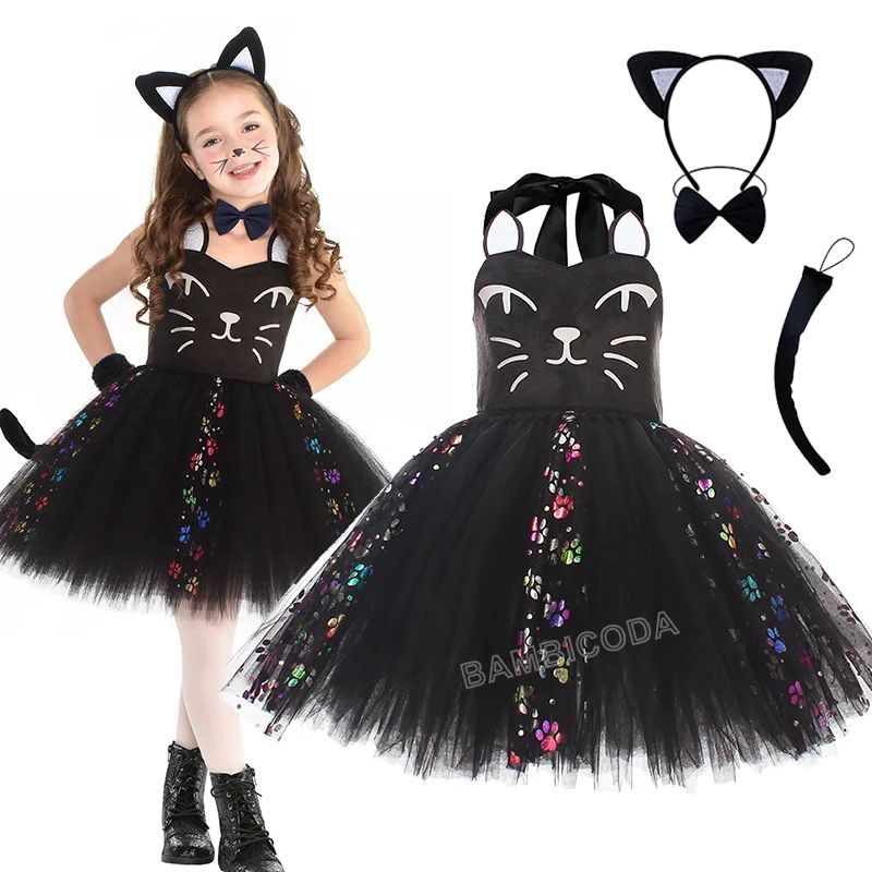 Halloween Child Animal Cat Cosplay Props Girls Costume Sequi