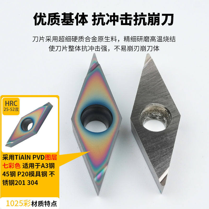 走心机数控刀片VBGT110302L-F/VBGT160404R-F精车陶瓷合金七彩刀