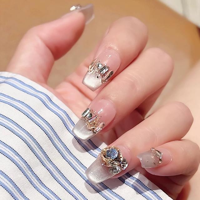 【绮梦月光】纯手工定制穿戴甲中长款美甲贴片假指甲显白光疗甲