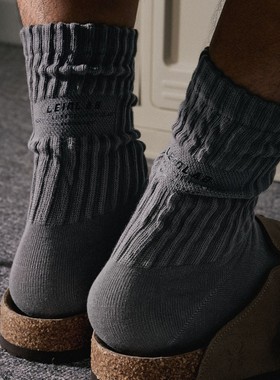 LEIN裂音袜子男款秋冬季保暖毛巾底中筒袜日系潮袜堆堆袜防臭长袜