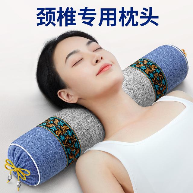 荞麦壳12味中草圆形枕头睡眠枕头枕芯热敷护颈椎助睡眠颈椎专用