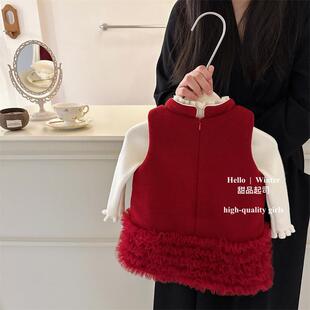 拜年服女童冬装周岁女宝宝礼服裙子儿童红色连衣裙一岁过年衣服潮