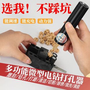 家用迷你小电钻无患子桃核专用机多功能钻孔神器 贝壳打孔器充电款