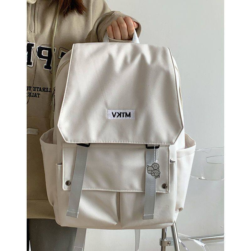 日系百搭ins双肩包男小众大容量背包女初中生高中学生高颜值书包