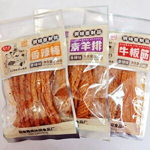 新货毛氏堂108g牛板筋素羊排香辣棒常温袋装麻辣零食