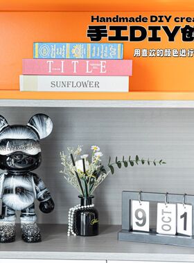 抖音网红新款手工diy流体流体熊成品客厅潮玩客厅轻奢存钱罐摆件