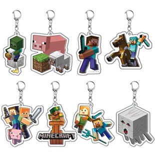 我的世界周边钥匙扣史蒂夫恶魂苦力怕亚克力创意书包挂件粉丝礼物