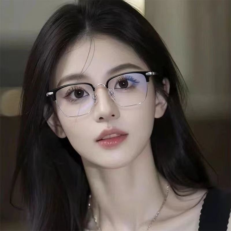半框近视眼镜女纯欲风高颜值显脸小可配度数散光斯文理工男眼镜框