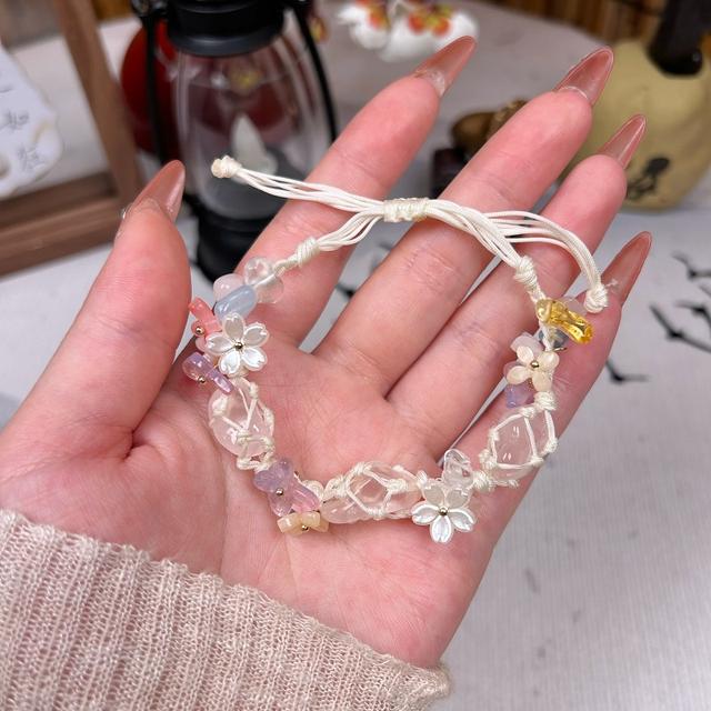 手工DIY材料包晶石蝴蝶花手链材料新年情人节礼物送女生男生