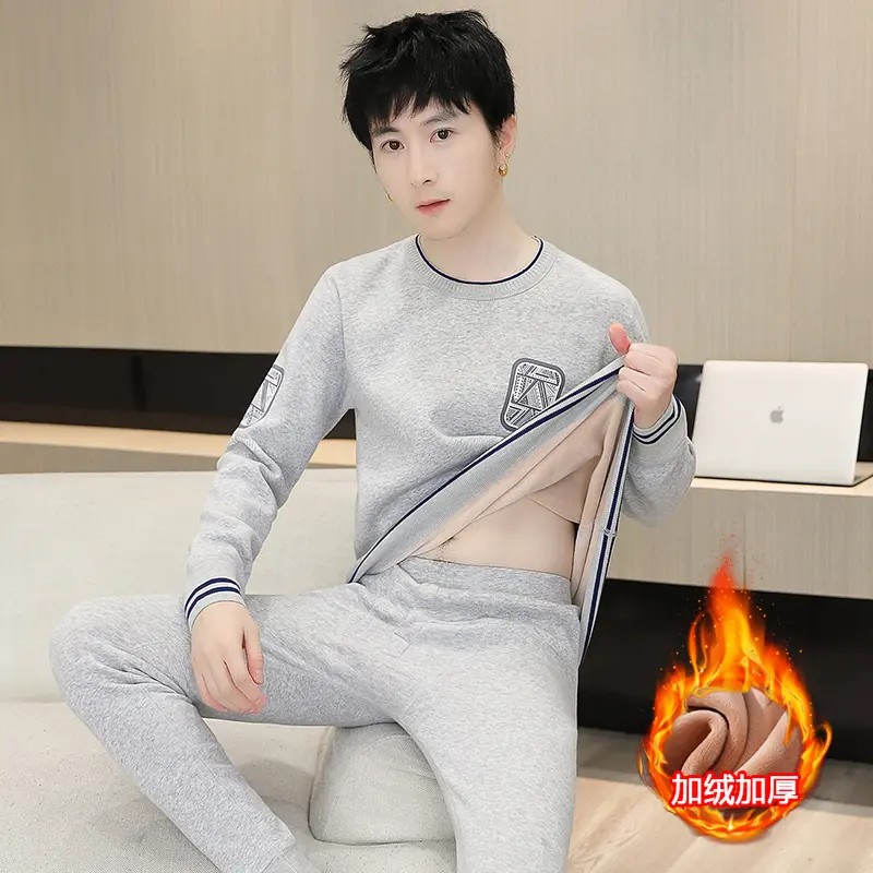 青少年大童保暖内衣套装男冬季加绒加厚初高中学生秋衣秋裤打底衫