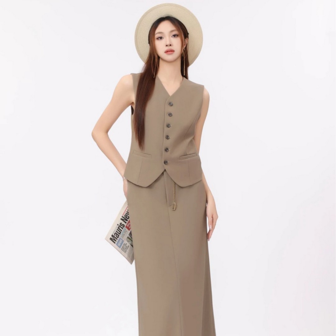 AMASS阿玛施新款轻职场显瘦西装马甲短款修身新中式马夹女5400871