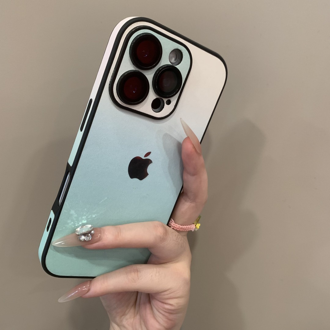 全包镜头膜渐变色素皮iPhone16promax手机壳15/14/13网红12防摔套