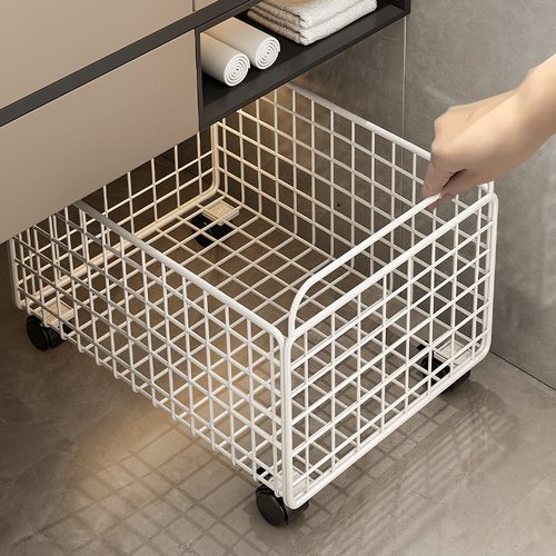 可移动脏衣篮洗漱台袜子收纳筐带轮小推车浴室柜下置物架洗衣篮子