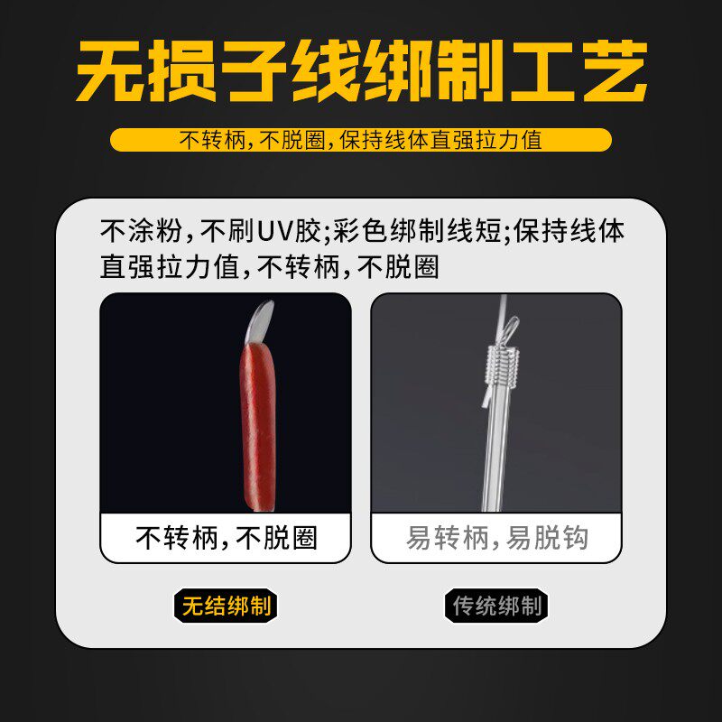 【裴裴自用款】罗非袖胶圈双钩防缠绕碳线子线双钩成品鱼钩