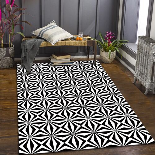 Checkerboard Living Room Carpet Creative Black and White Gri