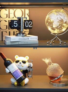 创意暴力熊高档轻奢红酒架摆件酒柜装饰品客厅电视餐边柜家居饰品