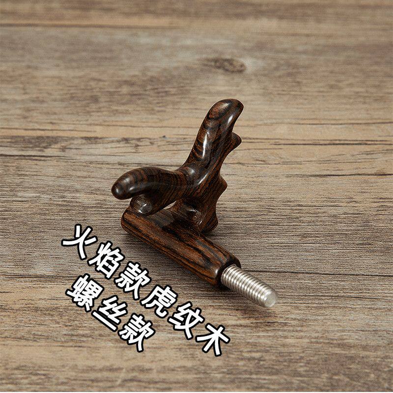 鱼竿手工木制支架实木支架头羊角头竿前炮台木质支架头万力前叉头