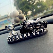 镀金小熊临时停车号码 挪车电话牌女生可爱 牌高级车载创意摆件男士